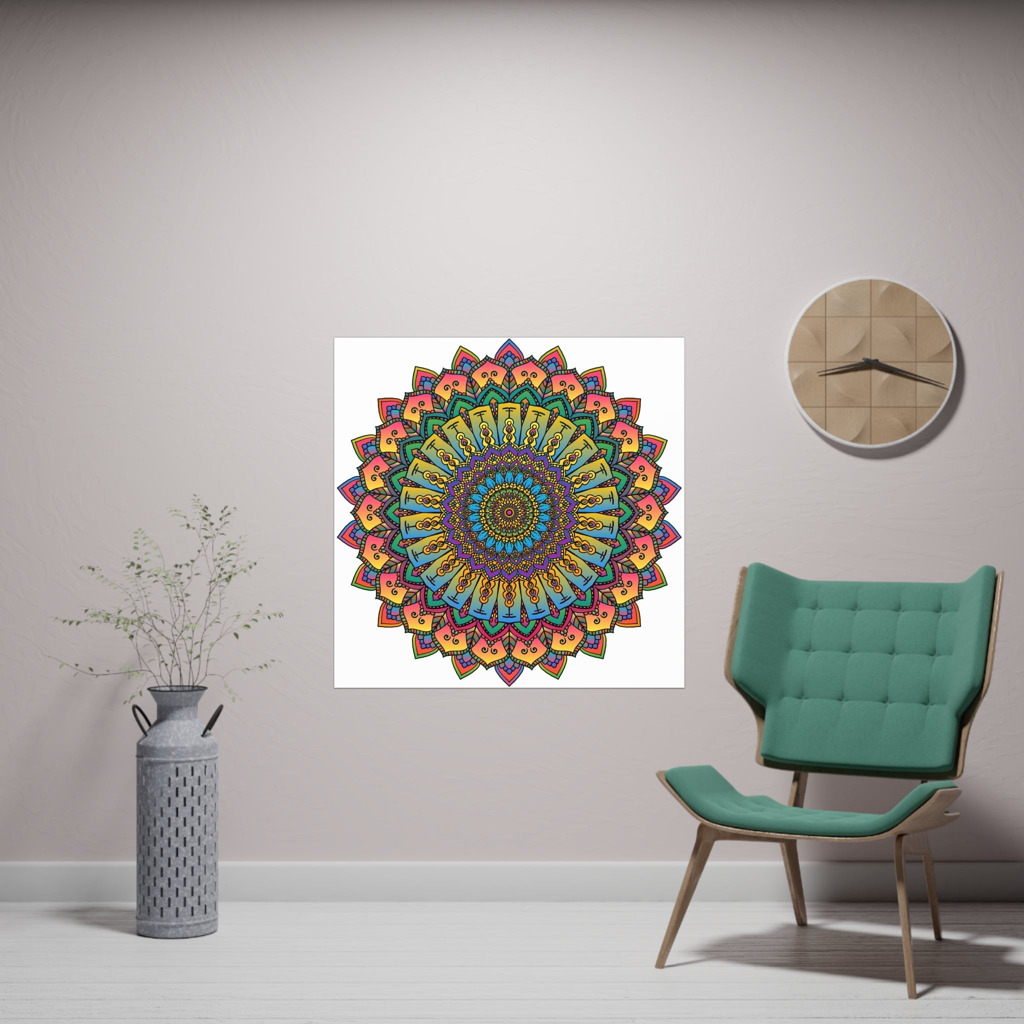 Vibrant Mandala Art Print - Geometric Design Poster - Blululi