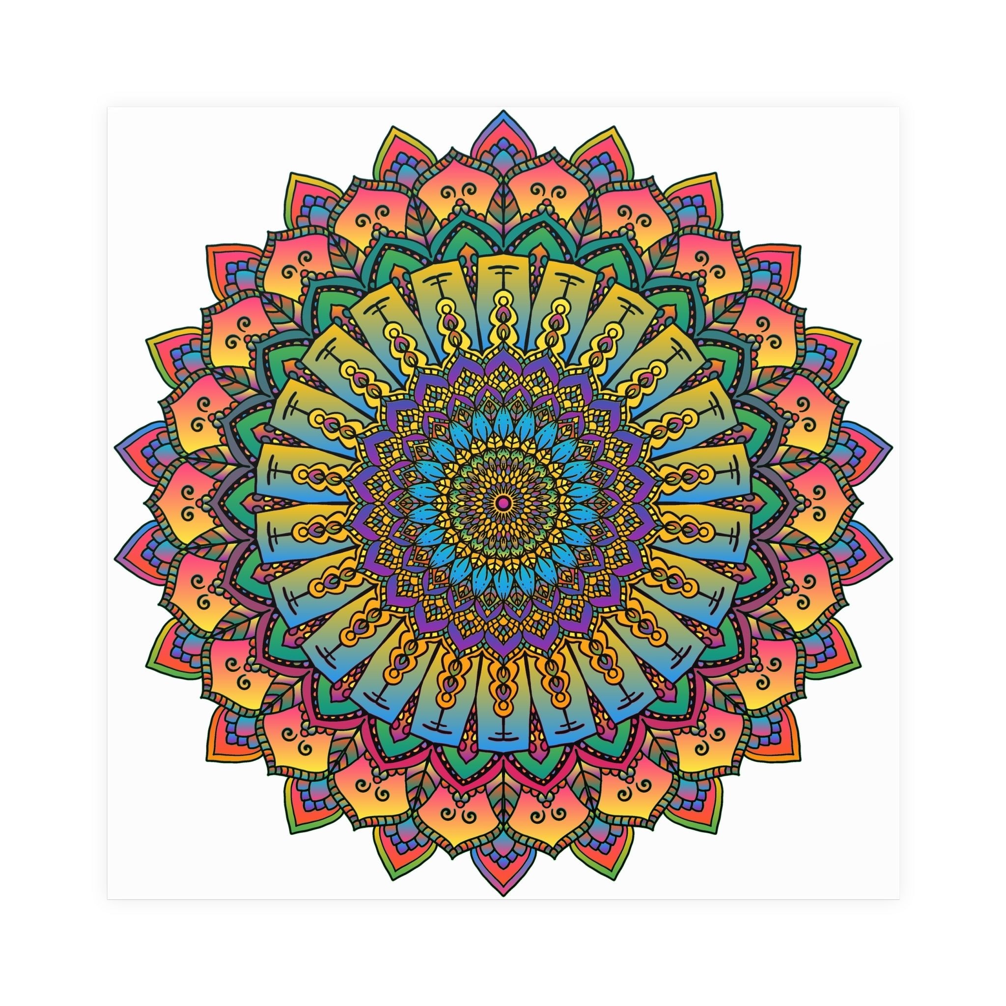 Vibrant Mandala Art Print - Geometric Design Poster - Blululi