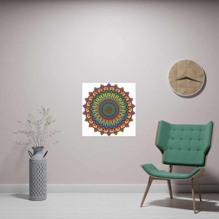 Vibrant Mandala Art Print - Geometric Design Poster - Blululi