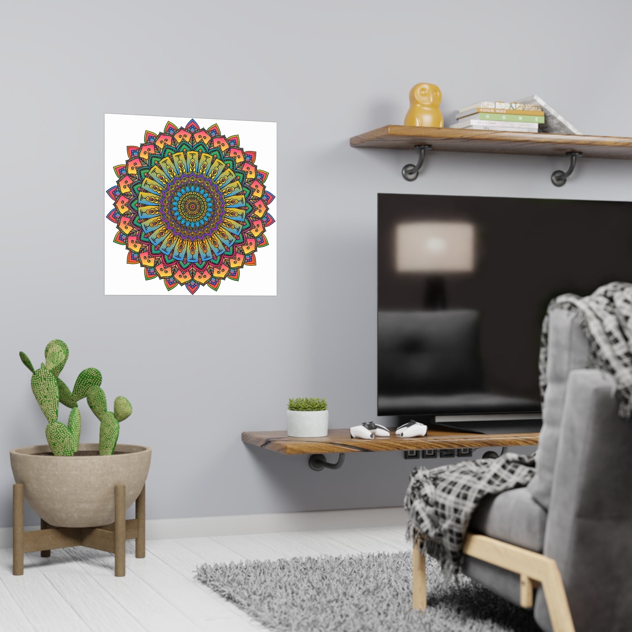 Vibrant Mandala Art Print - Geometric Design Poster - Blululi