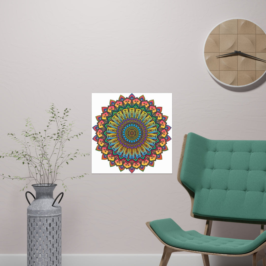 Vibrant Mandala Art Print - Geometric Design Poster - Blululi