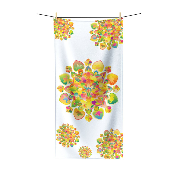 Vibrant Mandala Bath Towel - Colorful Heart & Flower Design Home Decor - Blululi