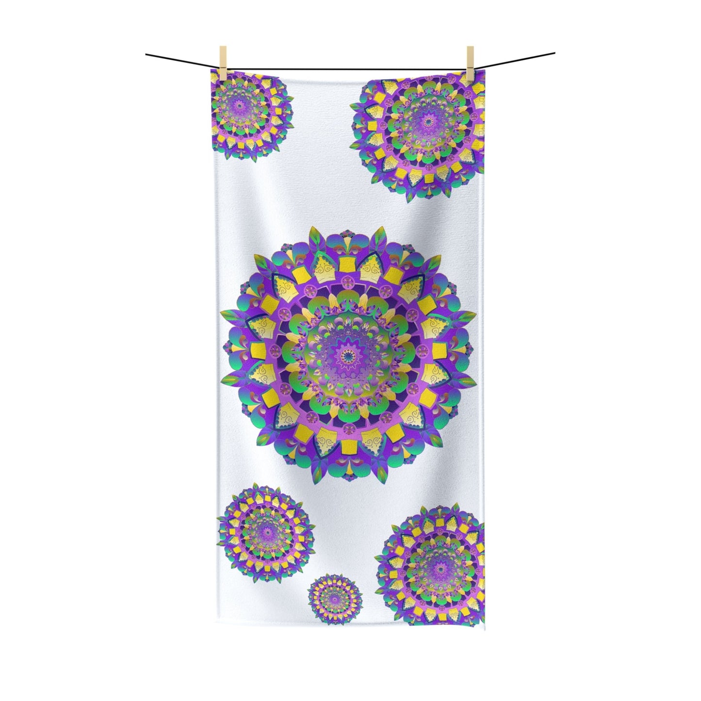 Vibrant Mandala Bath Towel - Purple, Yellow, Green & Blue Home Decor - Blululi