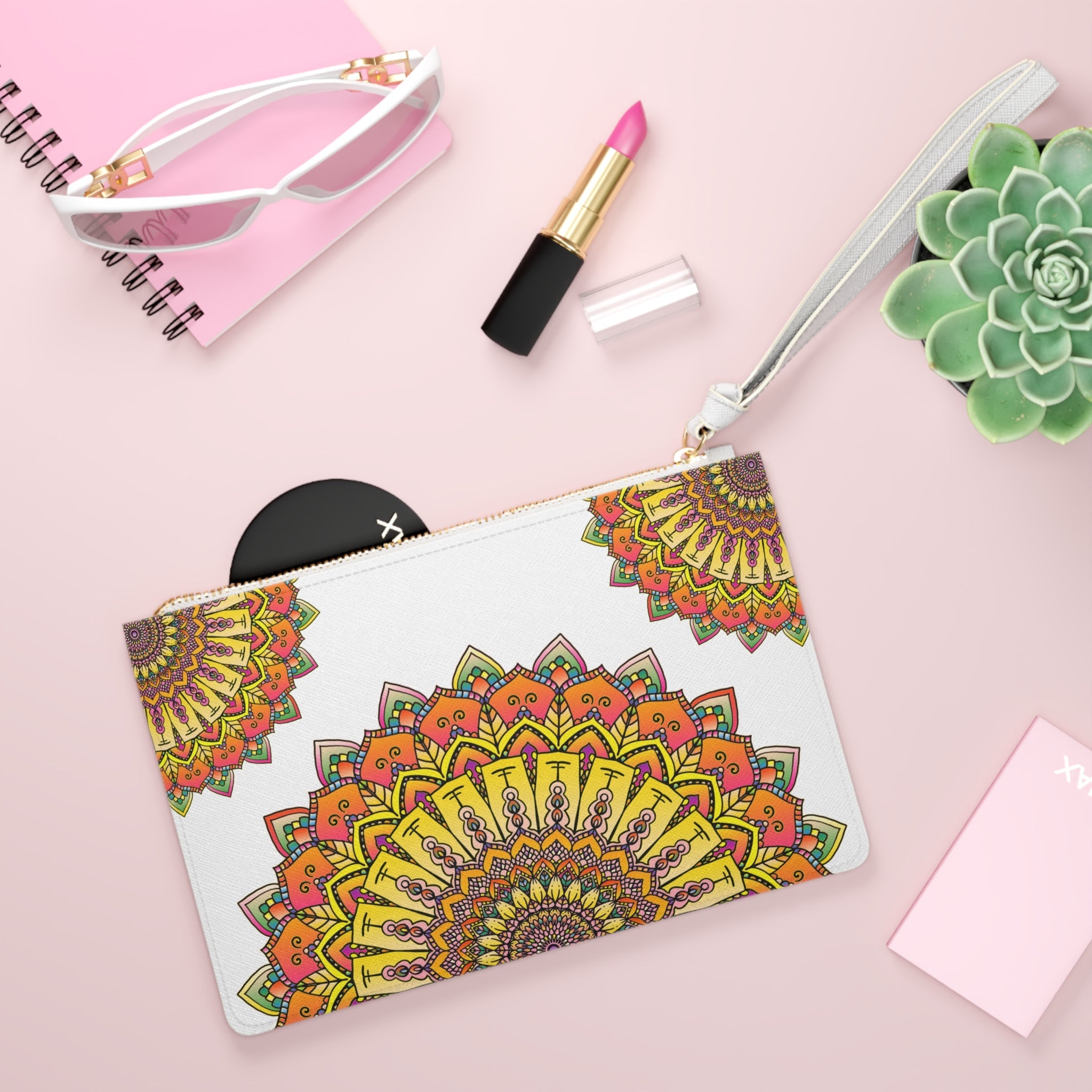 Vibrant Mandala Clutch Bag - Hand Drawn Art Bags - Blululi