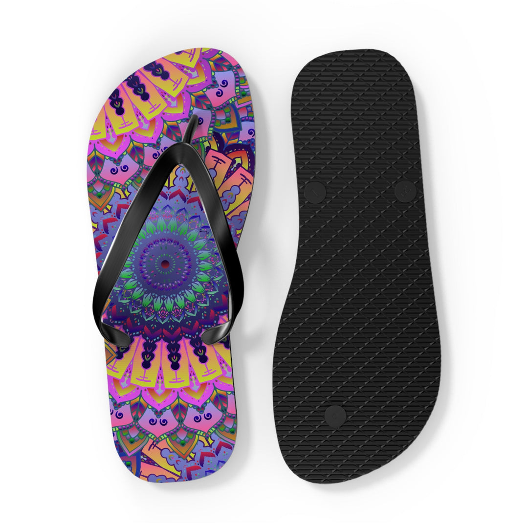 Vibrant Mandala Flip Flops - Bohemian Beach Style Shoes - Blululi