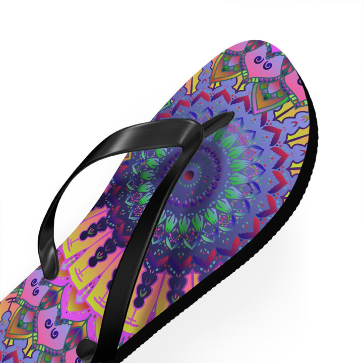 Vibrant Mandala Flip Flops - Bohemian Beach Style Shoes - Blululi