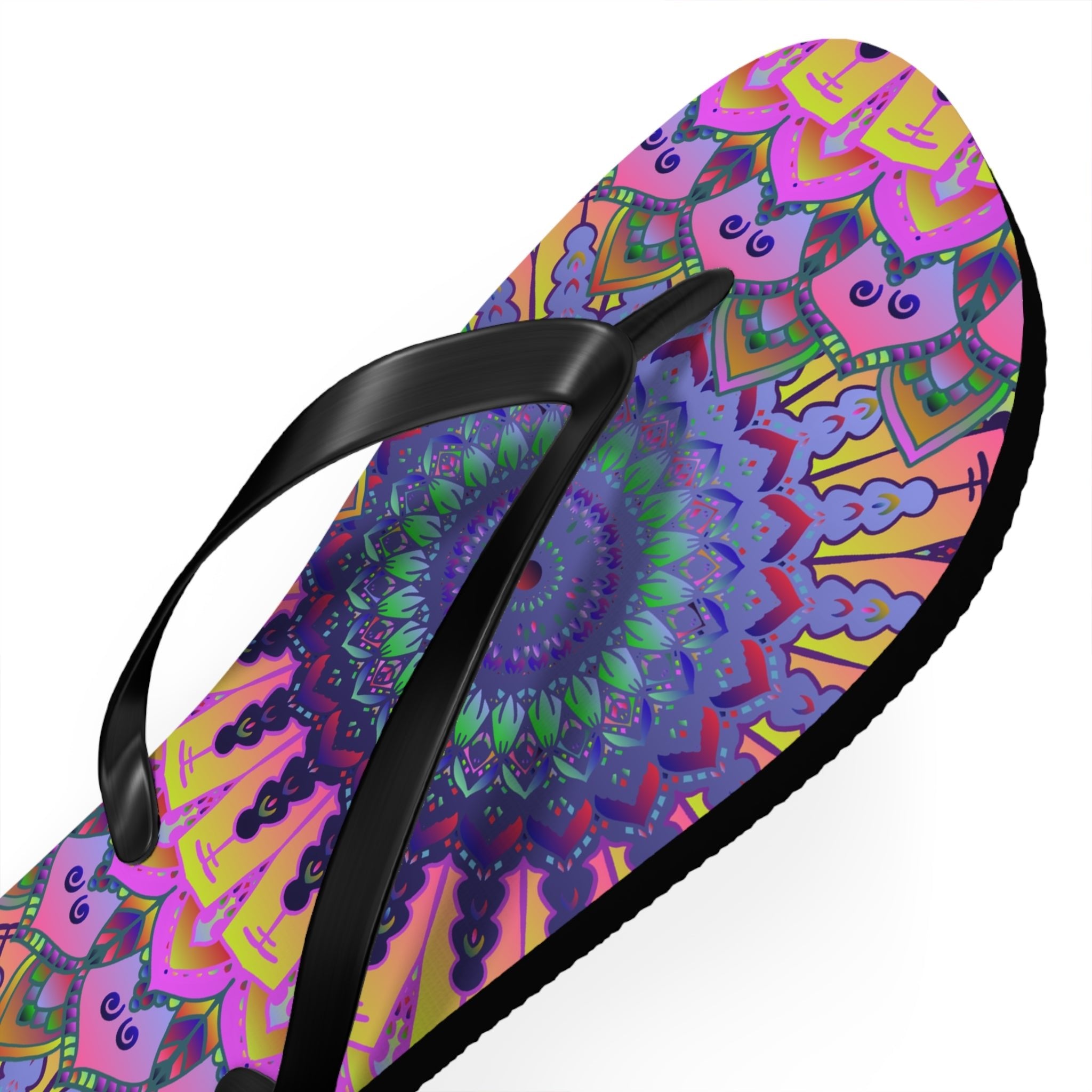 Vibrant Mandala Flip Flops - Bohemian Beach Style Shoes - Blululi