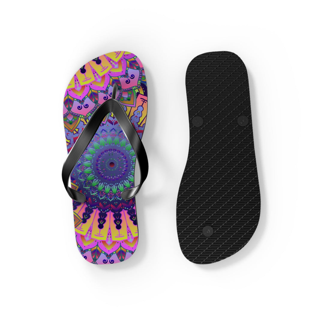 Vibrant Mandala Flip Flops - Bohemian Beach Style Shoes - Blululi