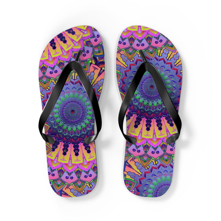 Vibrant Mandala Flip Flops - Bohemian Beach Style Shoes - Blululi