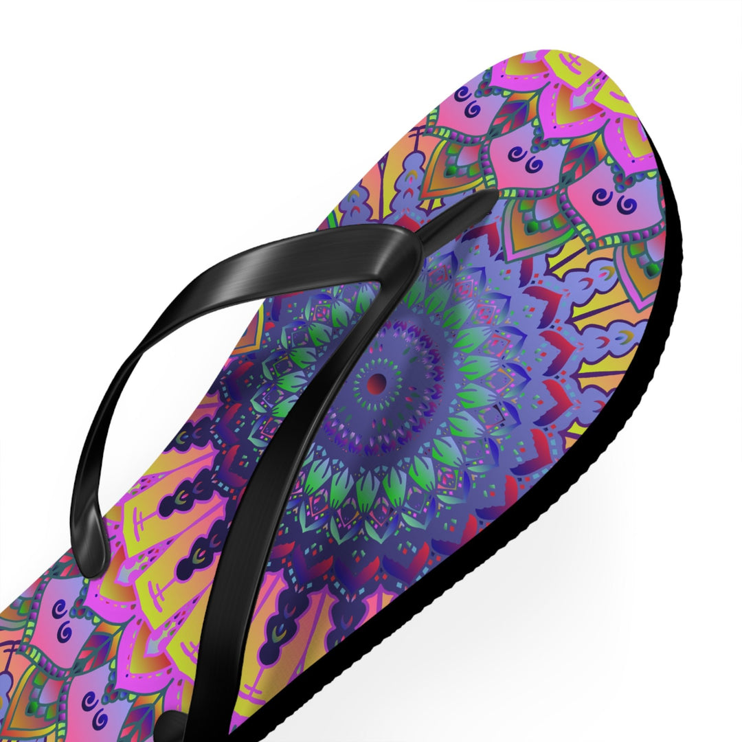 Vibrant Mandala Flip Flops - Bohemian Beach Style Shoes - Blululi