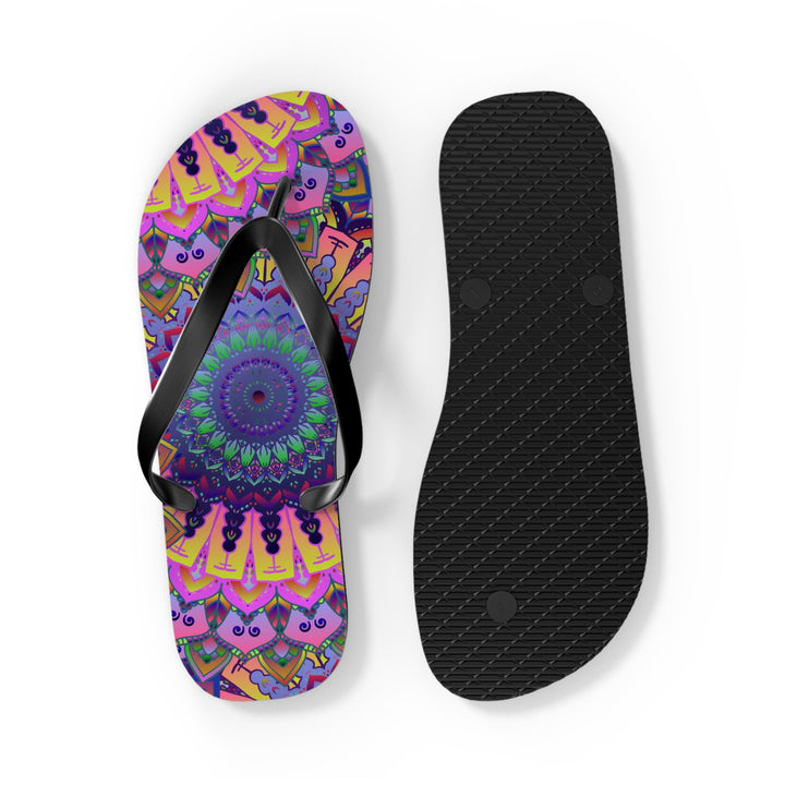 Vibrant Mandala Flip Flops - Bohemian Beach Style Shoes - Blululi