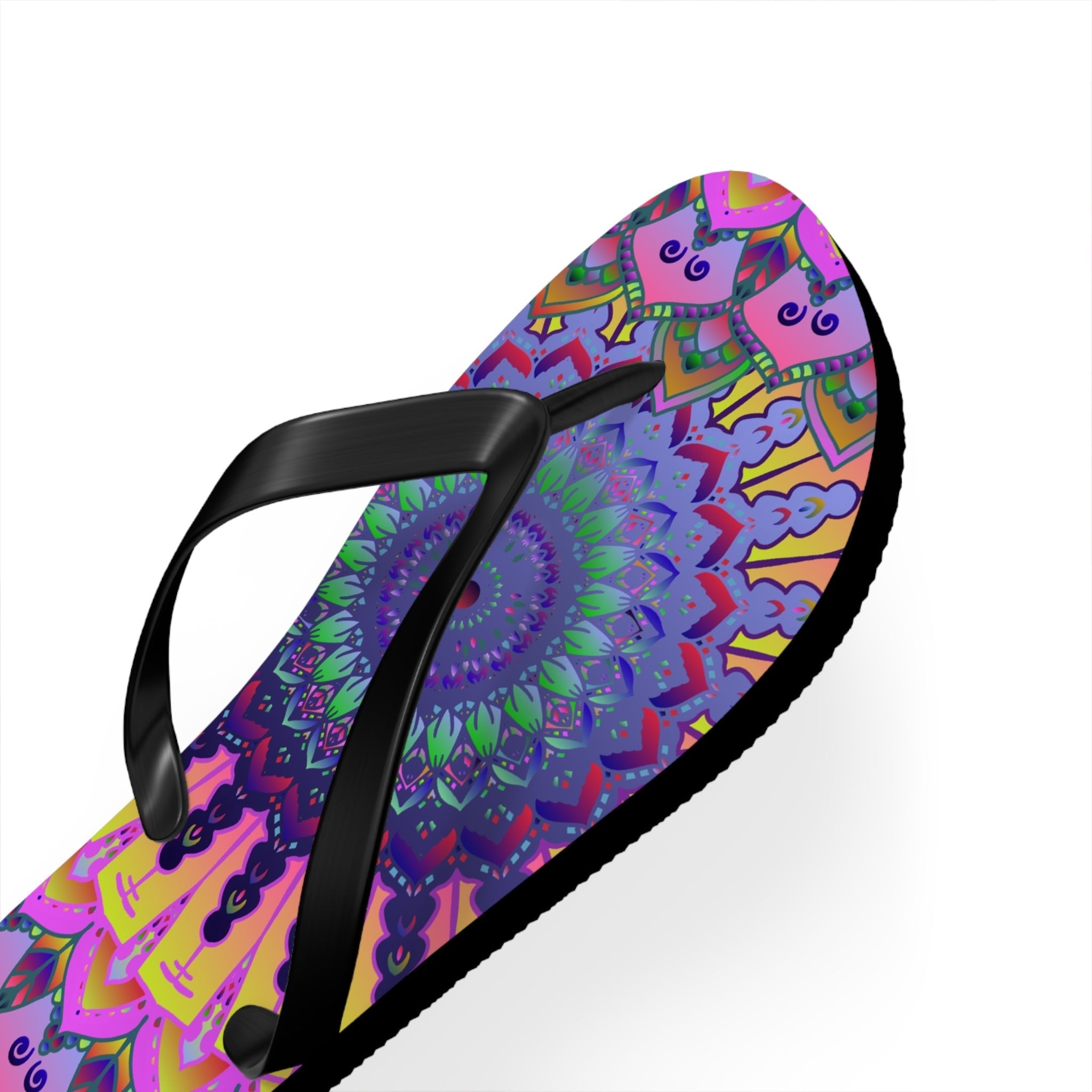 Vibrant Mandala Flip Flops - Bohemian Beach Style Shoes - Blululi