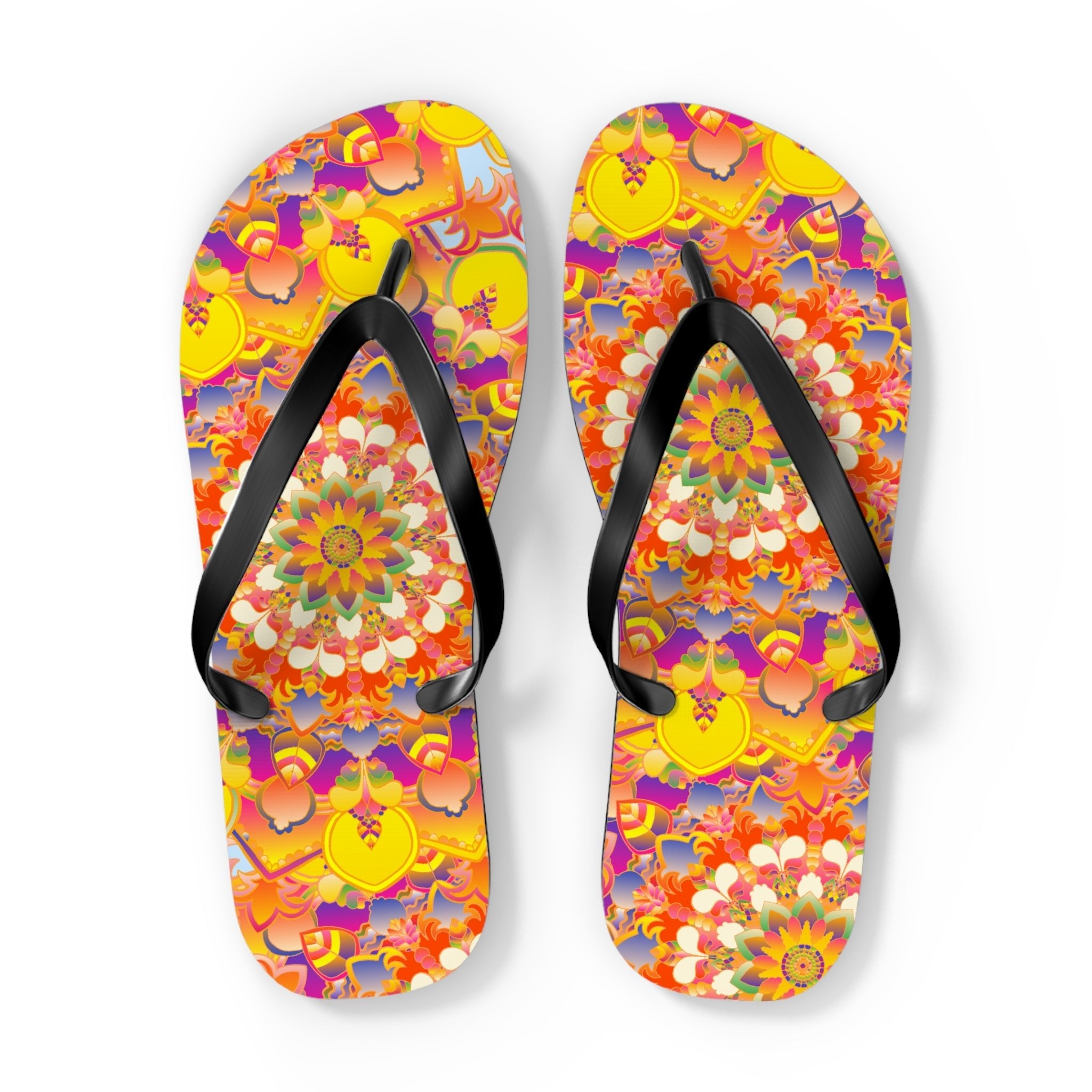 Vibrant Mandala Flip Flops - Bohemian Summer Style Shoes - Blululi