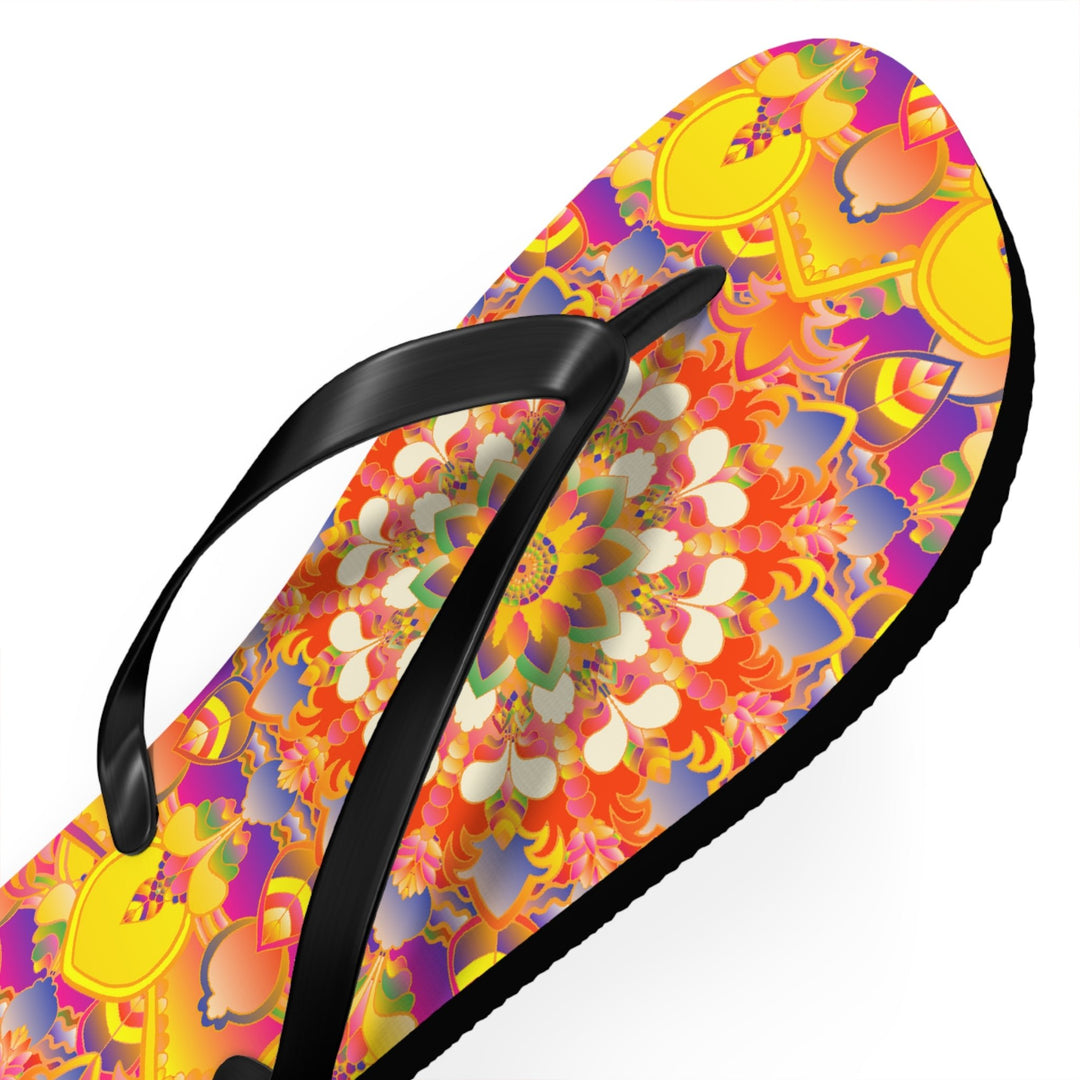 Vibrant Mandala Flip Flops - Bohemian Summer Style Shoes - Blululi