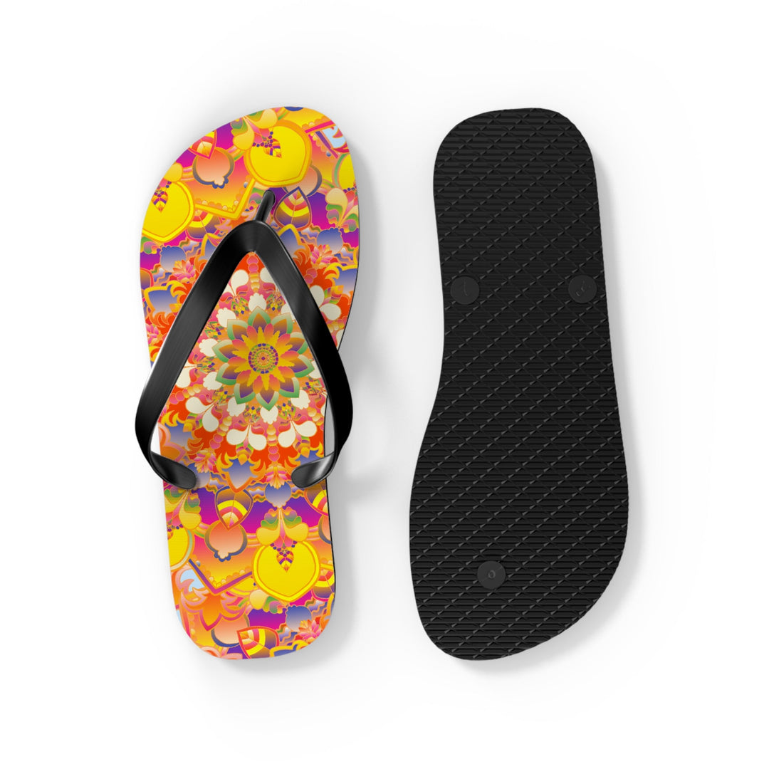 Vibrant Mandala Flip Flops - Bohemian Summer Style Shoes - Blululi