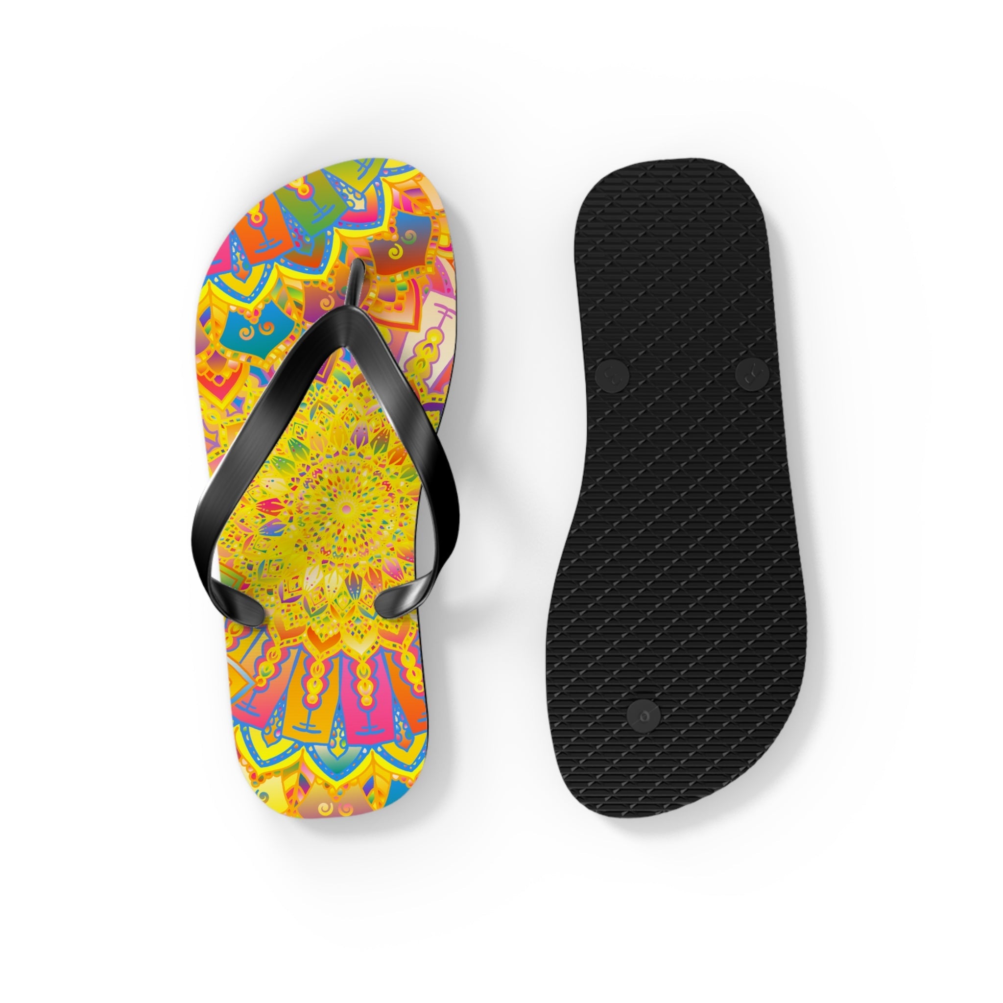 Vibrant Mandala Flip Flops - Bohemian Summer Style Shoes - Blululi