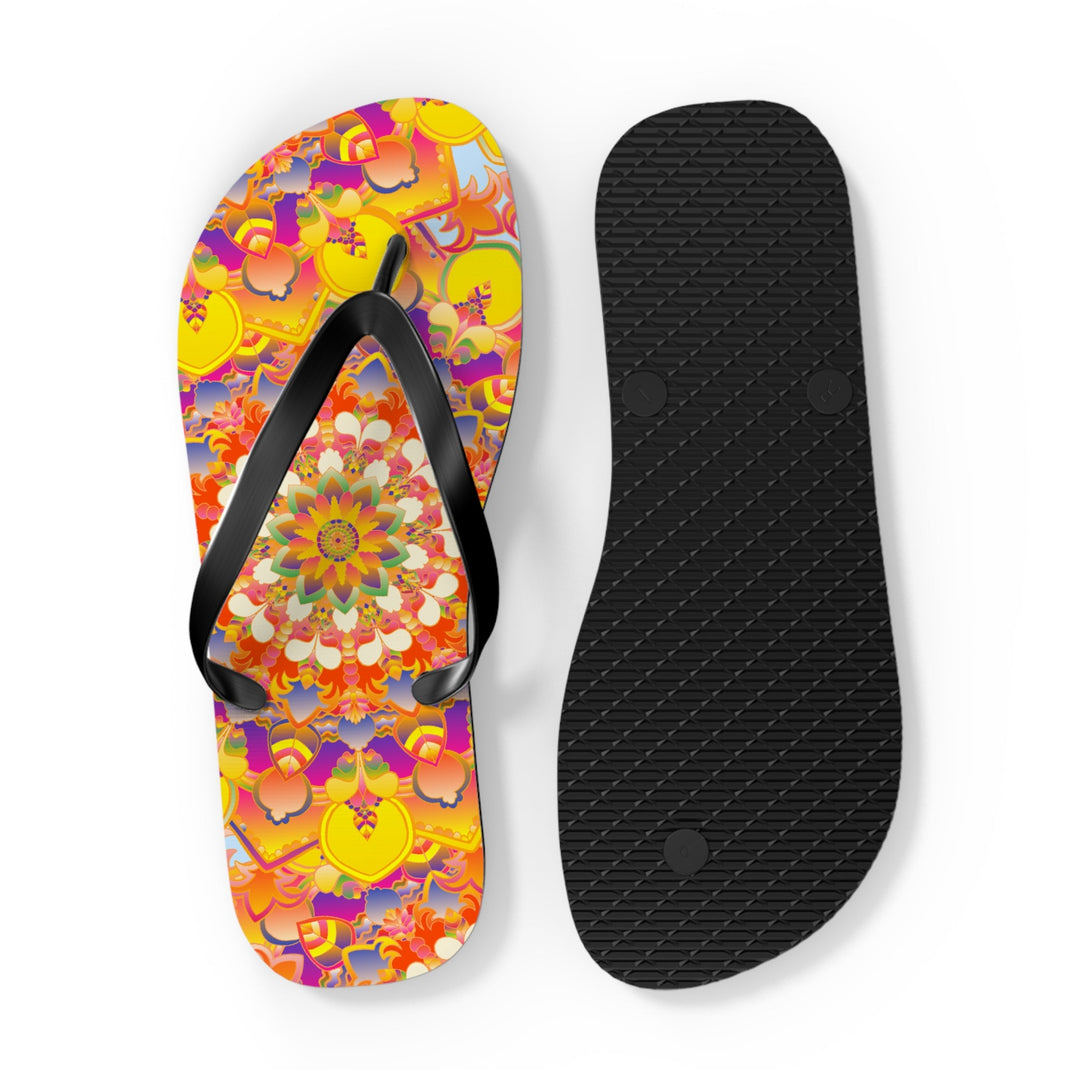 Vibrant Mandala Flip Flops - Bohemian Summer Style Shoes - Blululi