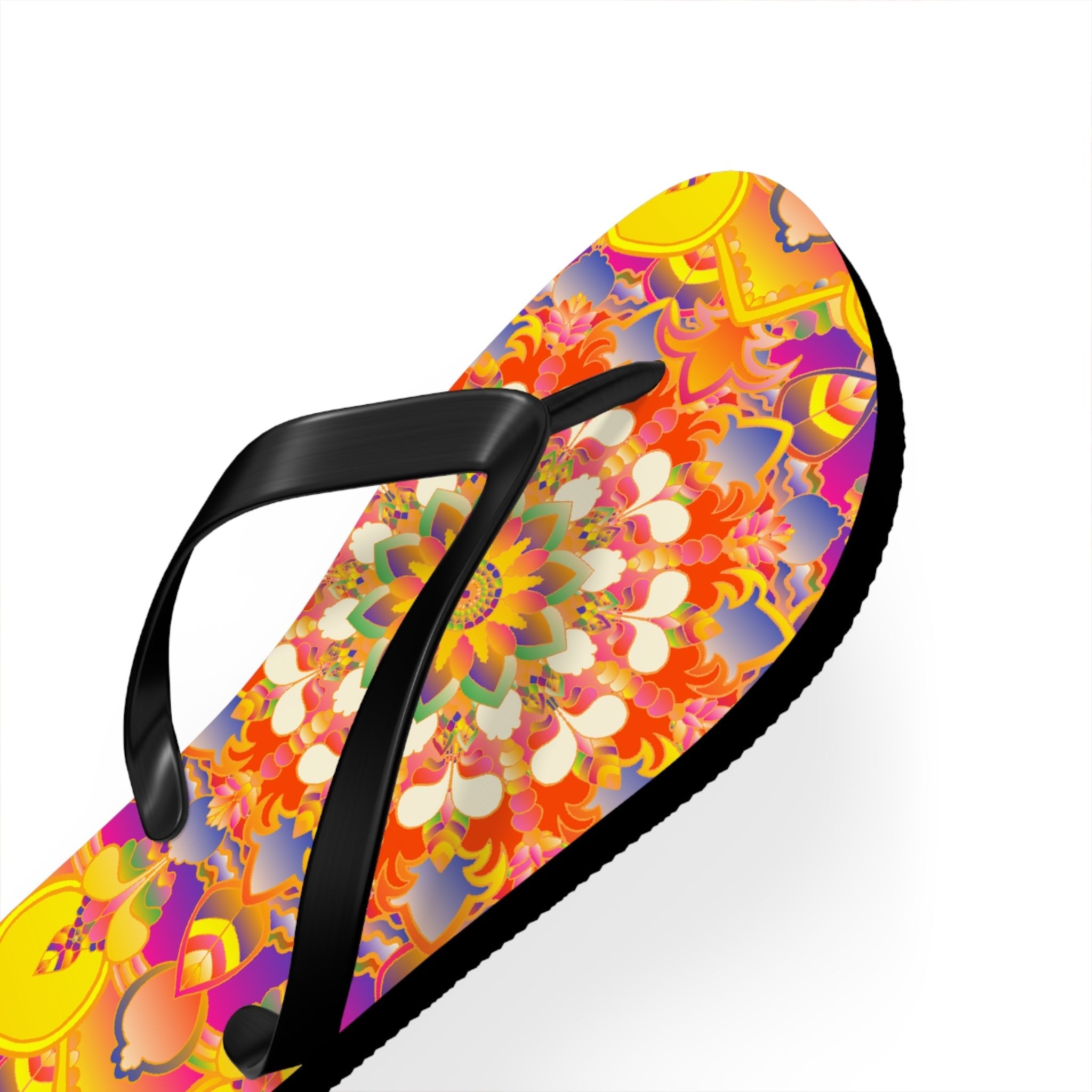 Vibrant Mandala Flip Flops - Bohemian Summer Style Shoes - Blululi