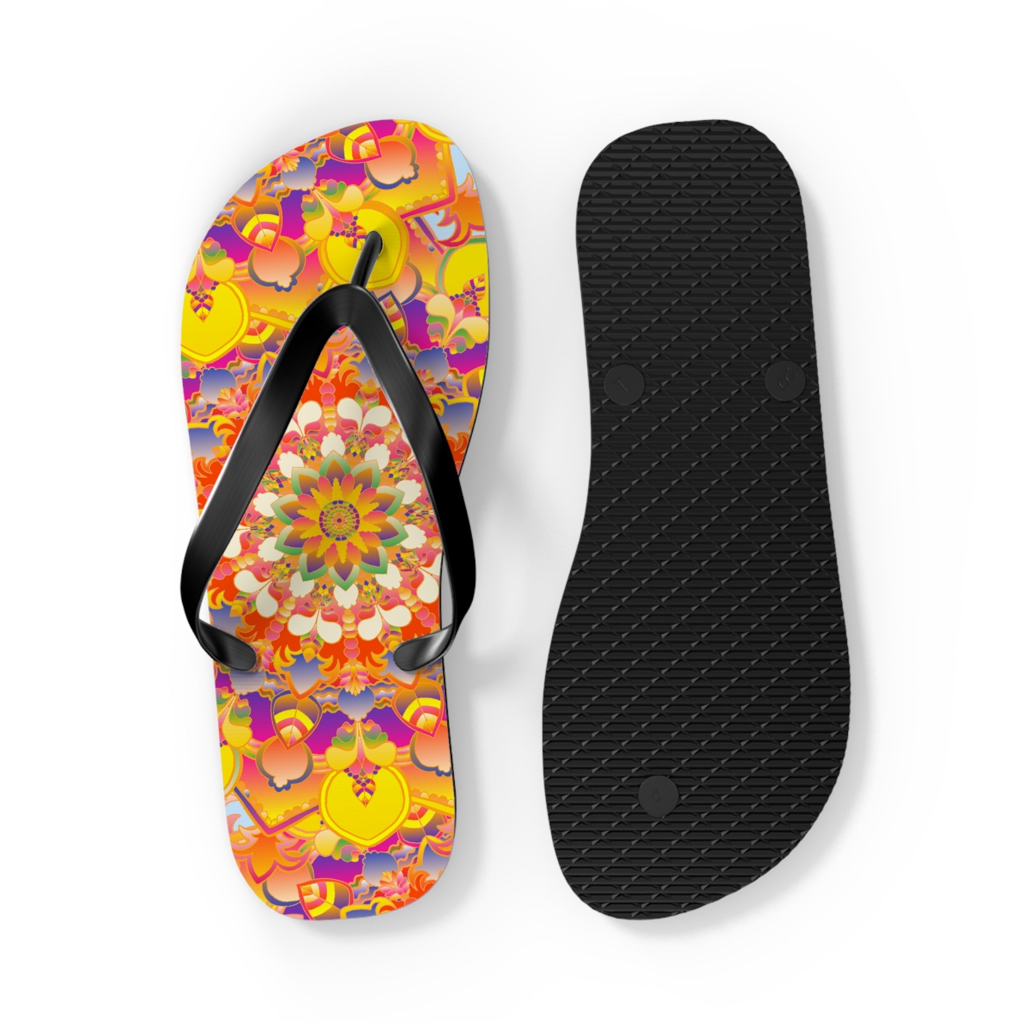 Vibrant Mandala Flip Flops - Bohemian Summer Style Shoes - Blululi