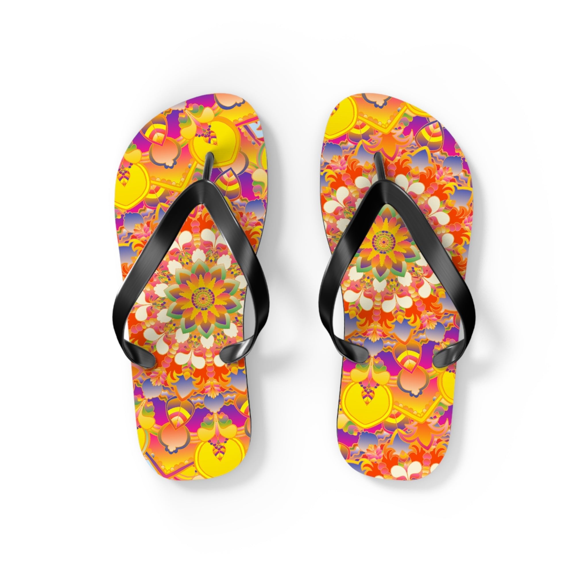 Vibrant Mandala Flip Flops - Bohemian Summer Style Shoes - Blululi