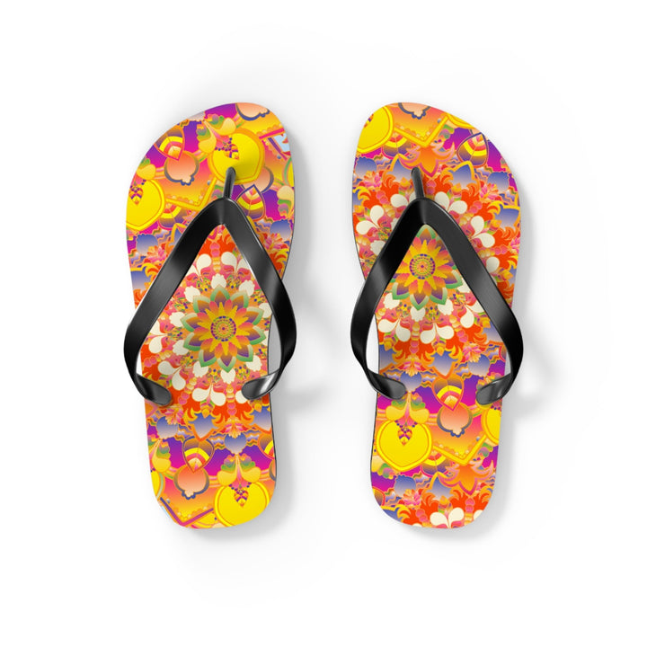 Vibrant Mandala Flip Flops - Bohemian Summer Style Shoes - Blululi