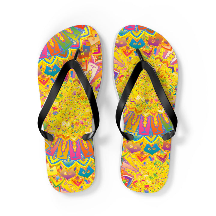 Vibrant Mandala Flip Flops - Bohemian Summer Style Shoes - Blululi