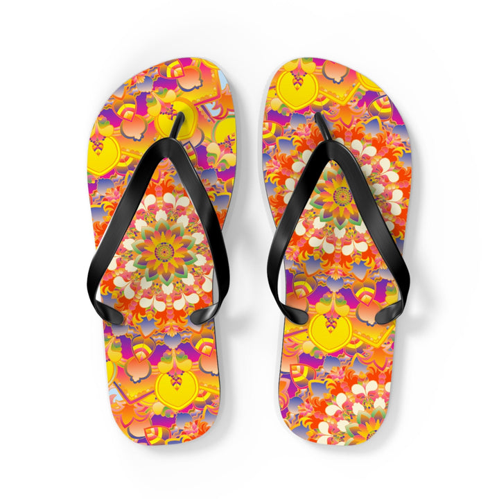 Vibrant Mandala Flip Flops - Bohemian Summer Style Shoes - Blululi