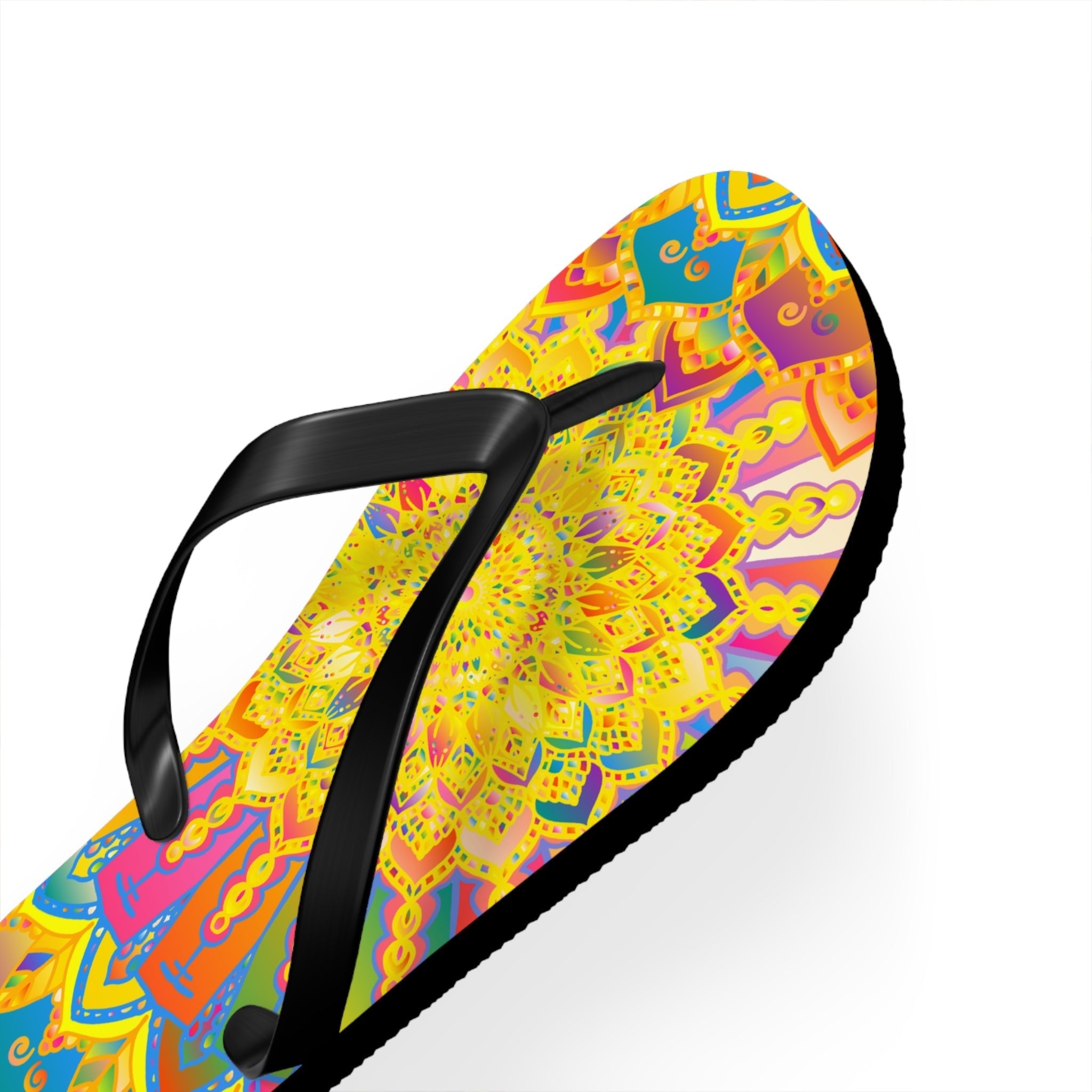 Vibrant Mandala Flip Flops - Bohemian Summer Style Shoes - Blululi