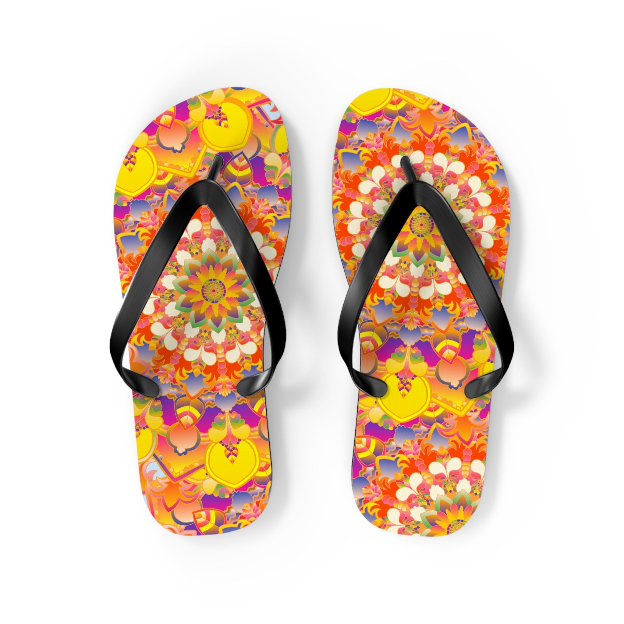 Vibrant Mandala Flip Flops - Bohemian Summer Style Shoes - Blululi