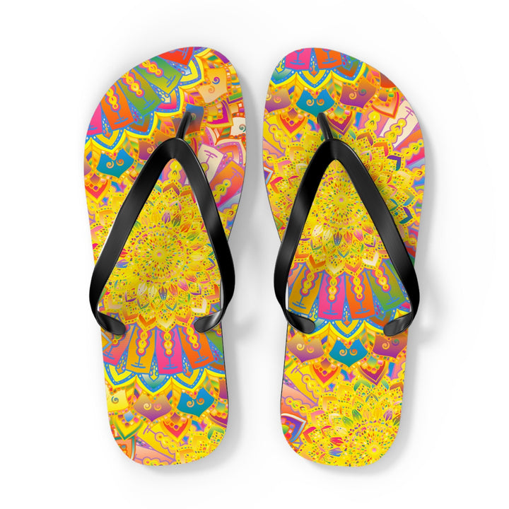 Vibrant Mandala Flip Flops - Bohemian Summer Style Shoes - Blululi