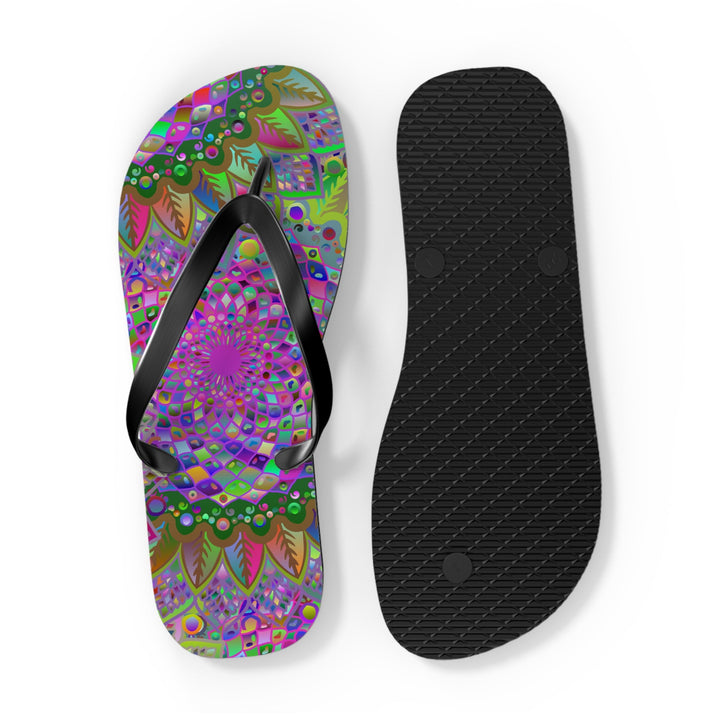 Vibrant Mandala Flip Flops - Colorful Comfort Shoes - Blululi