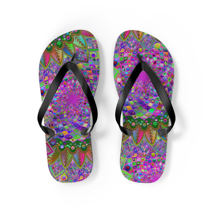 Vibrant Mandala Flip Flops - Colorful Comfort Shoes - Blululi