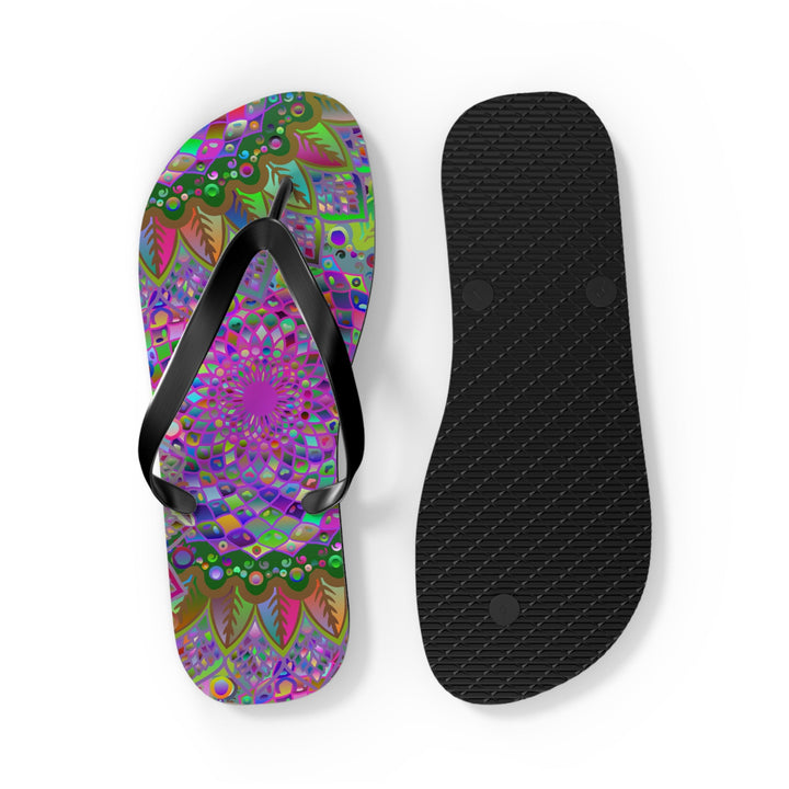 Vibrant Mandala Flip Flops - Colorful Comfort Shoes - Blululi