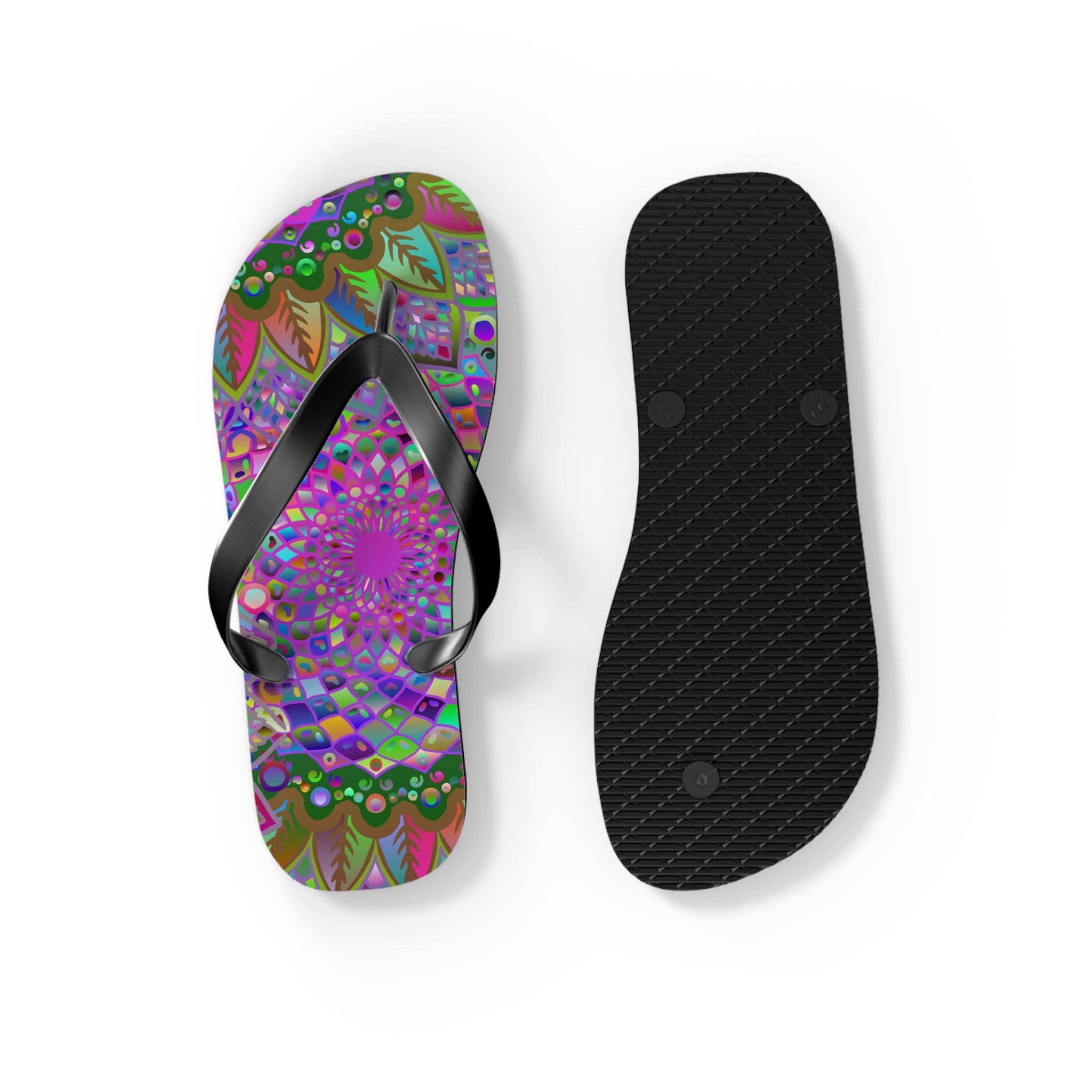 Vibrant Mandala Flip Flops - Colorful Comfort Shoes - Blululi