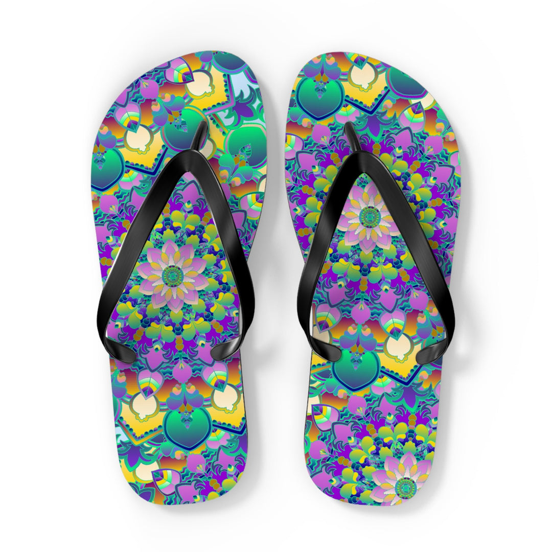 Vibrant Mandala Flip Flops - Colorful Comfort Shoes - Blululi