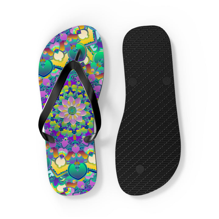 Vibrant Mandala Flip Flops - Colorful Comfort Shoes - Blululi