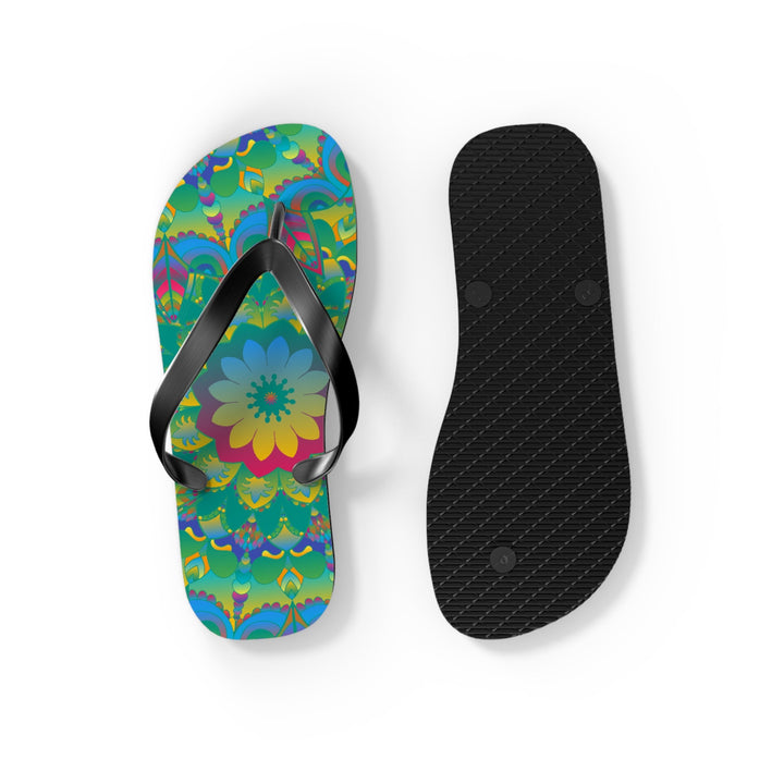 Vibrant Mandala Flip Flops - Colorful Comfort Shoes - Blululi