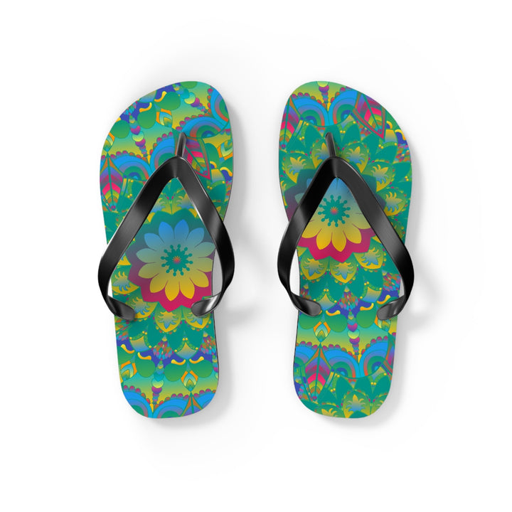 Vibrant Mandala Flip Flops - Colorful Comfort Shoes - Blululi