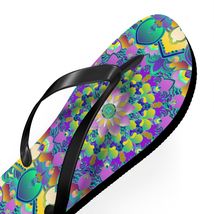 Vibrant Mandala Flip Flops - Colorful Comfort Shoes - Blululi