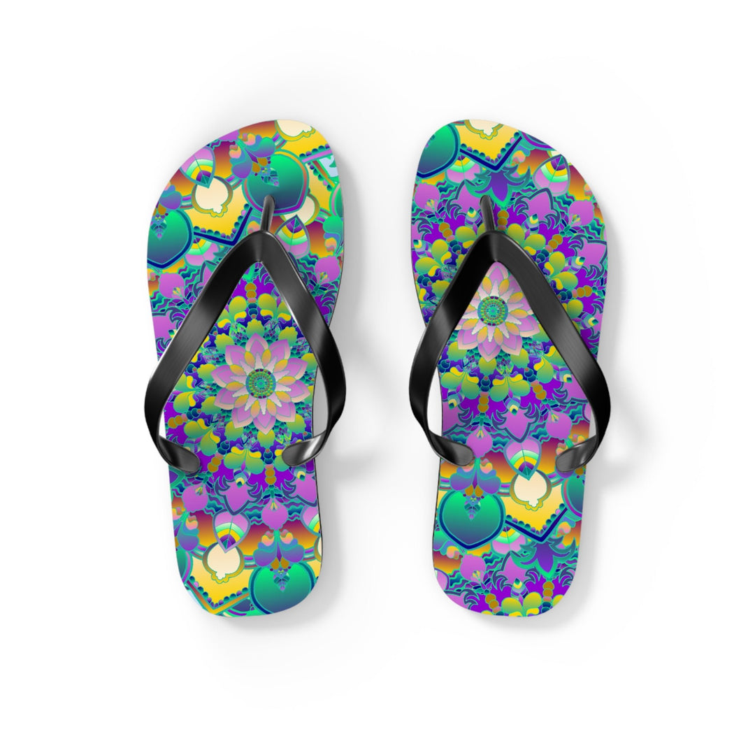 Vibrant Mandala Flip Flops - Colorful Comfort Shoes - Blululi