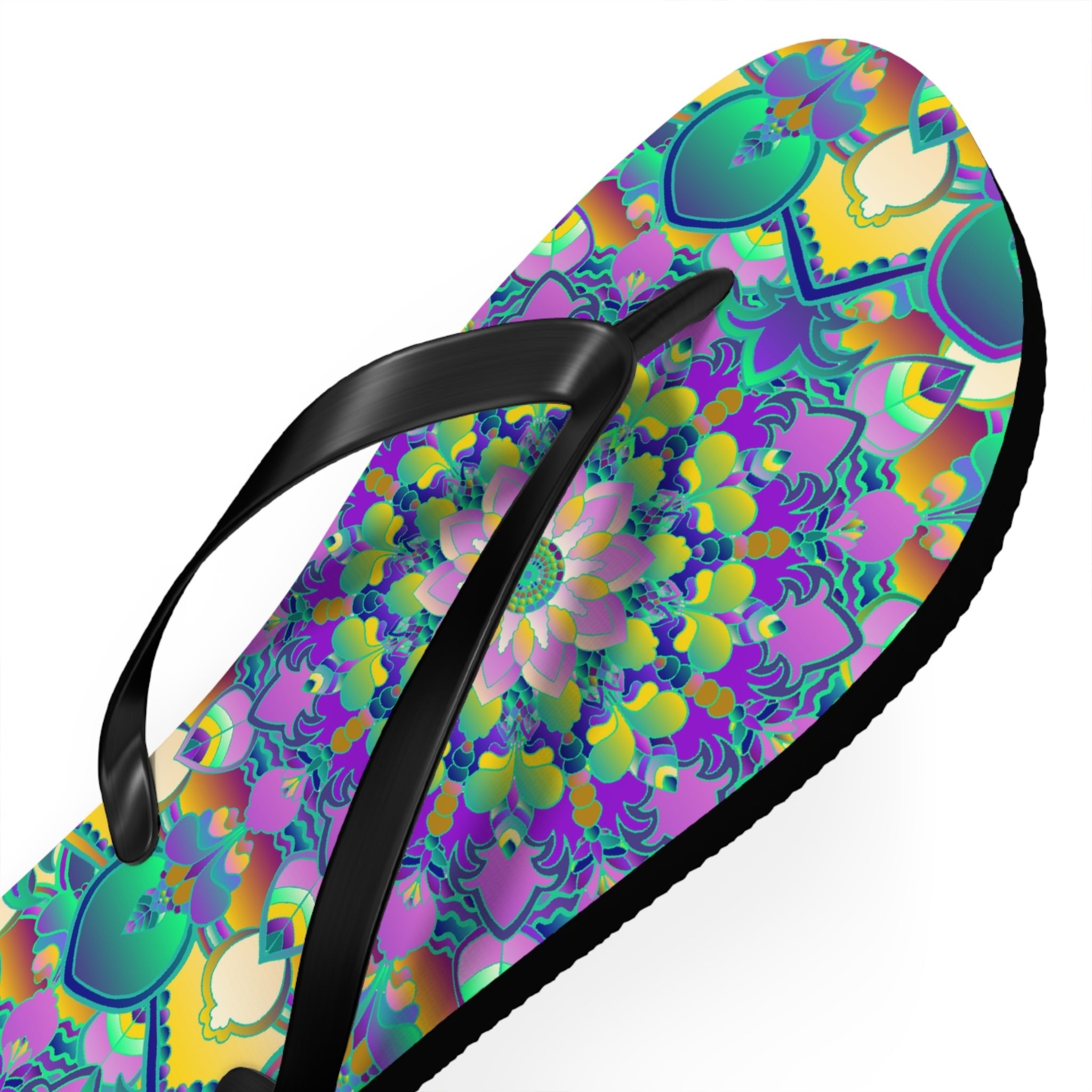 Vibrant Mandala Flip Flops - Colorful Comfort Shoes - Blululi