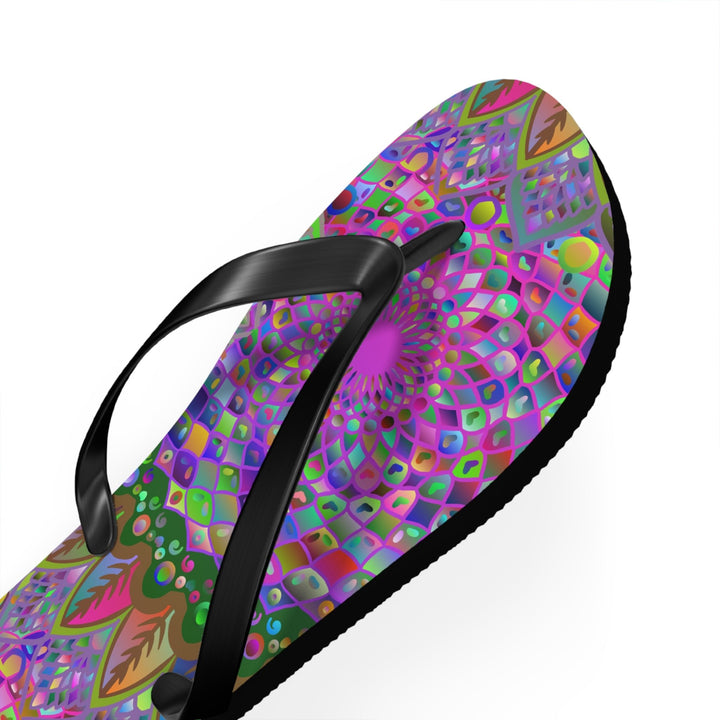 Vibrant Mandala Flip Flops - Colorful Comfort Shoes - Blululi