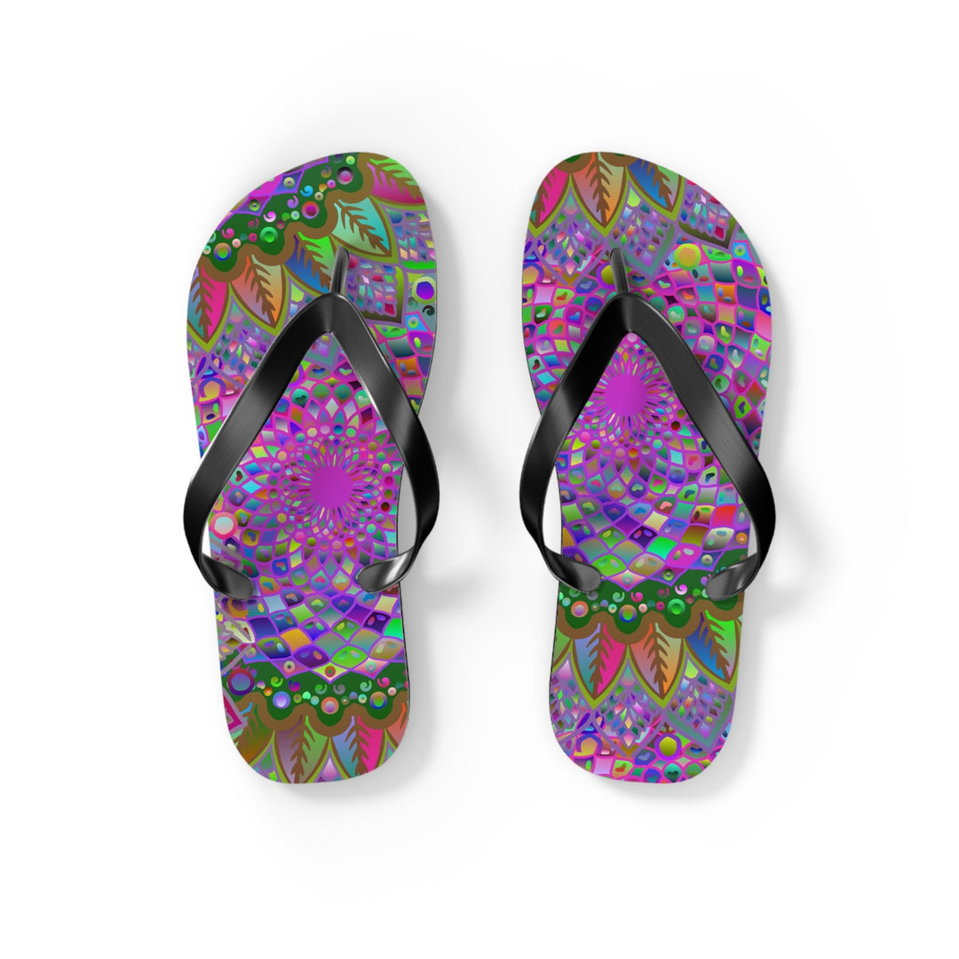 Vibrant Mandala Flip Flops - Colorful Comfort Shoes - Blululi