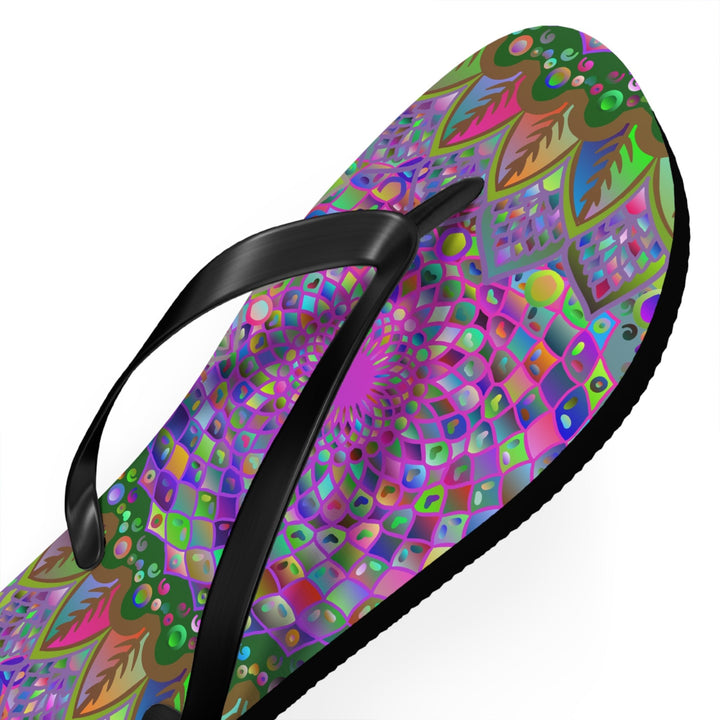 Vibrant Mandala Flip Flops - Colorful Comfort Shoes - Blululi