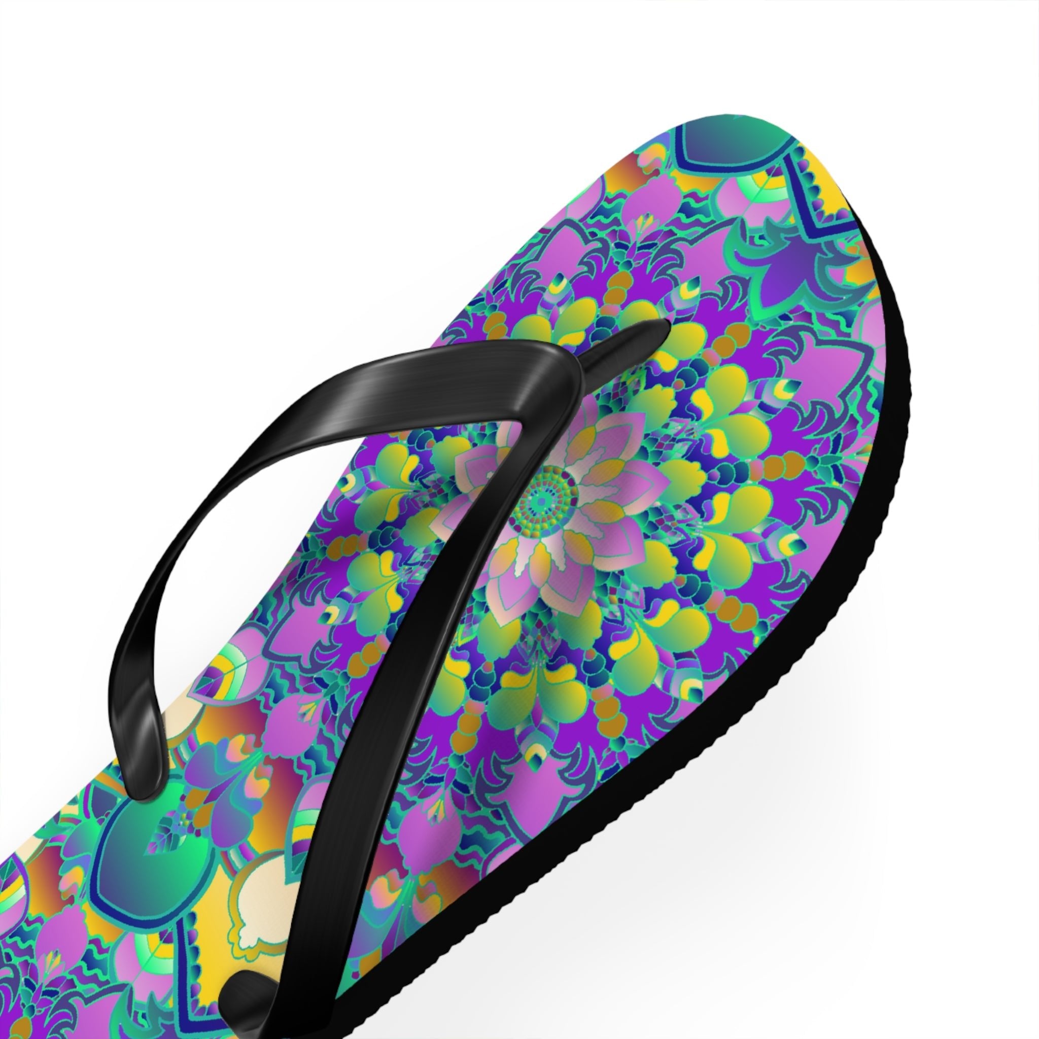 Vibrant Mandala Flip Flops - Colorful Comfort Shoes - Blululi