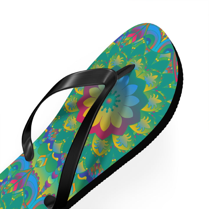 Vibrant Mandala Flip Flops - Colorful Comfort Shoes - Blululi