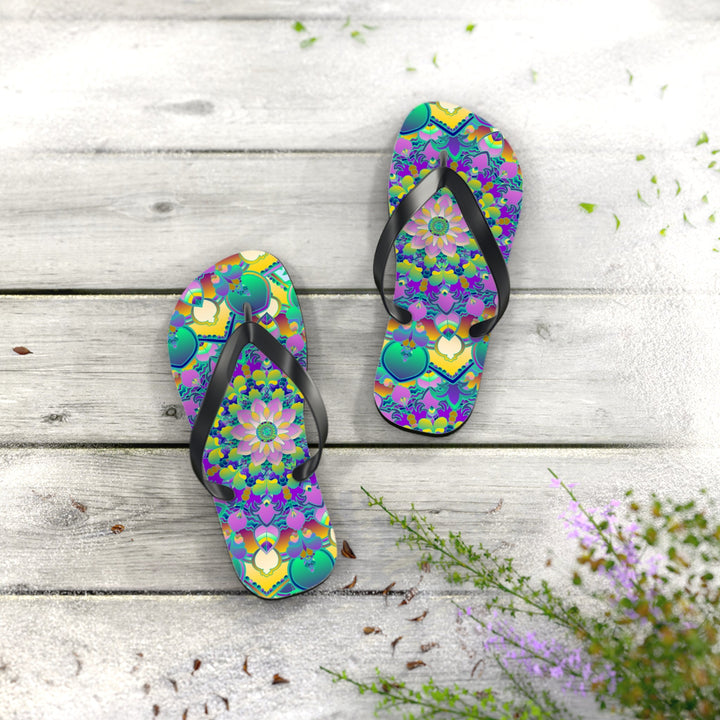 Vibrant Mandala Flip Flops - Colorful Comfort Shoes - Blululi