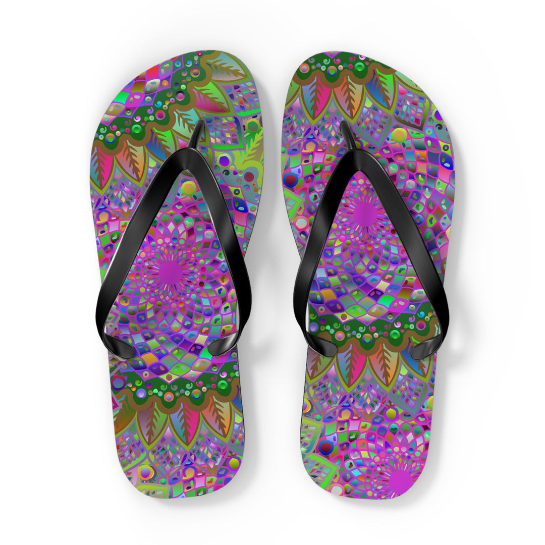 Vibrant Mandala Flip Flops - Colorful Comfort Shoes - Blululi