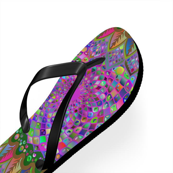 Vibrant Mandala Flip Flops - Colorful Comfort Shoes - Blululi