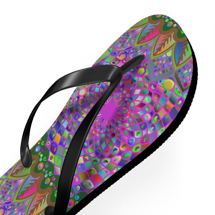 Vibrant Mandala Flip Flops - Colorful Comfort Shoes - Blululi